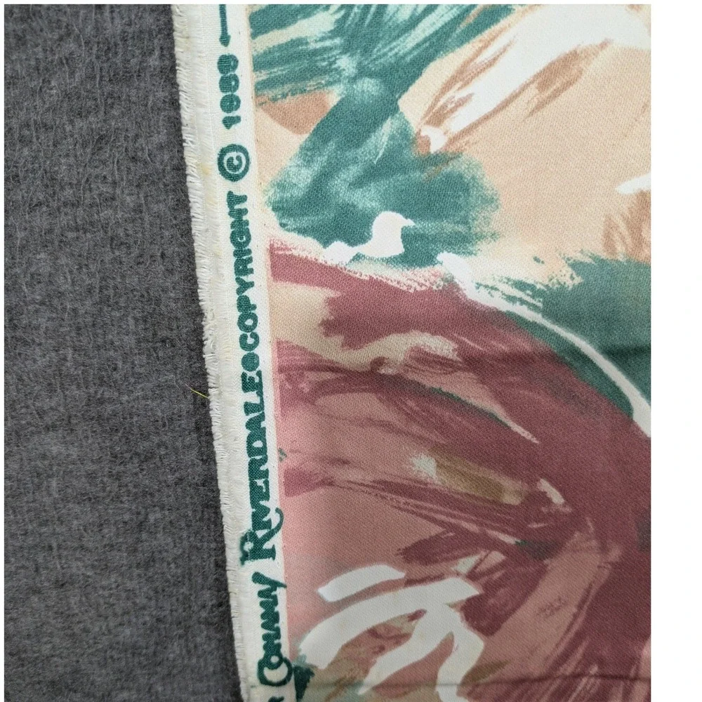 Vintage 1989 Riverdale Conny Fabric Amin Kalaf Floral Remnant 28x35 Teal‎ Pink